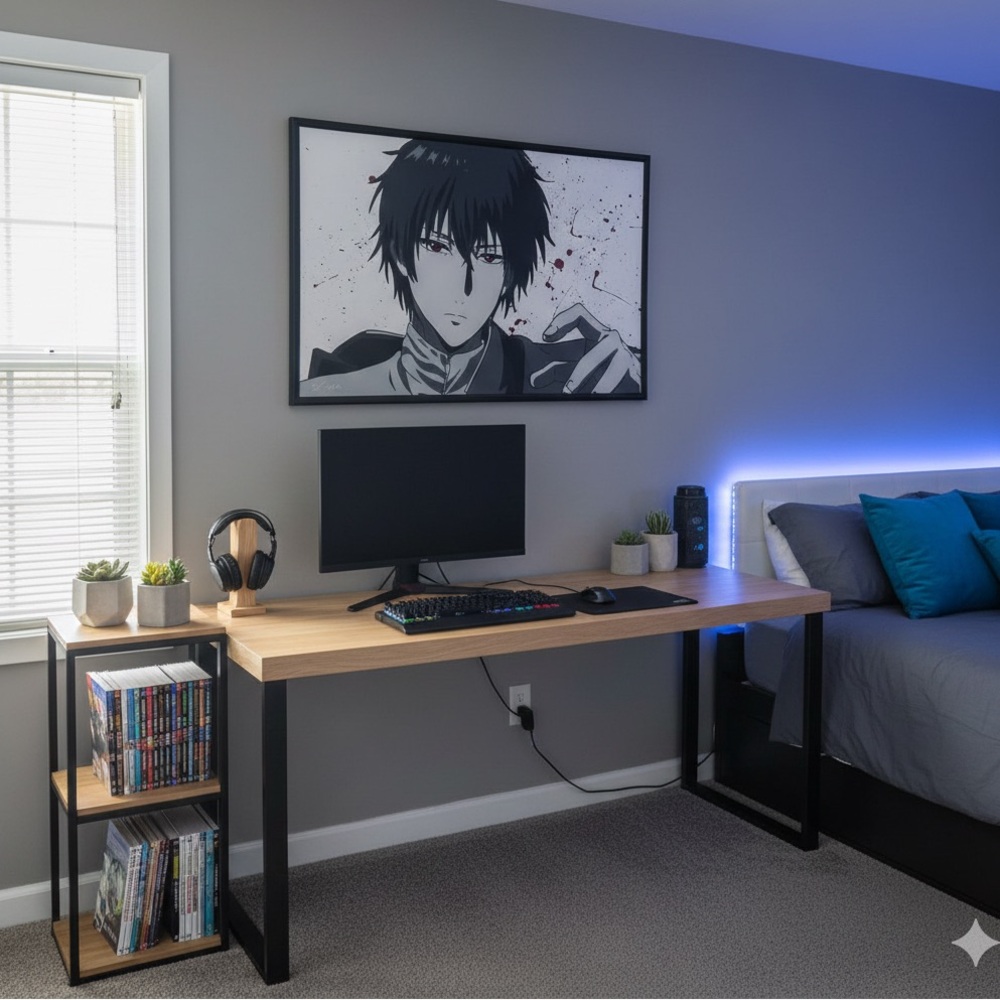 Black and White Anime Art Print